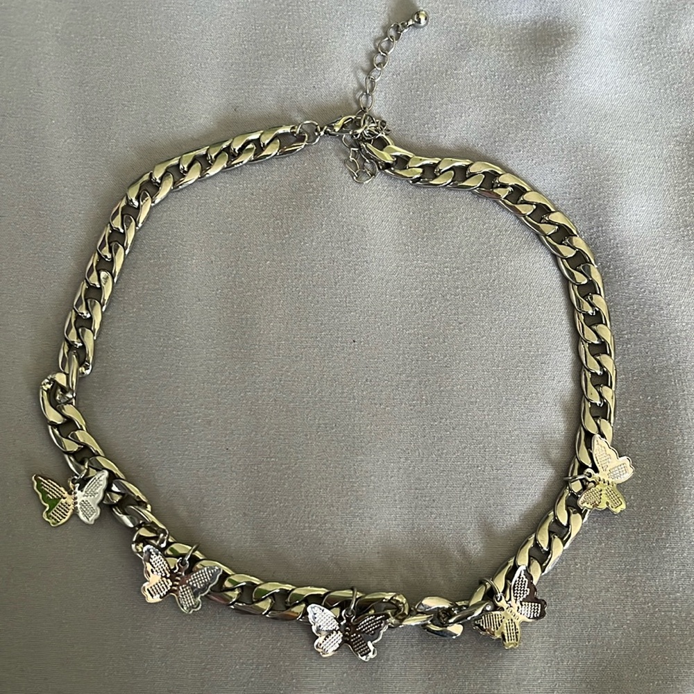 silver butterfly chain necklace